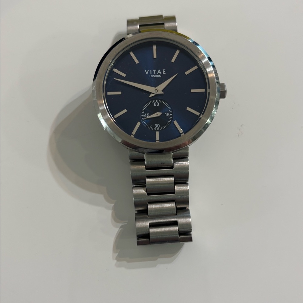 Vitae London Men's Stainless Steel watch w/blue sapphire crystal dial